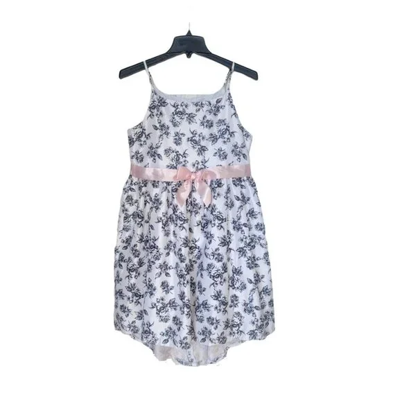 Sz 16 Bonnie Jean Formal Dress White Girls Spring Summer Party Roses Hi-low - Picture 2 of 8